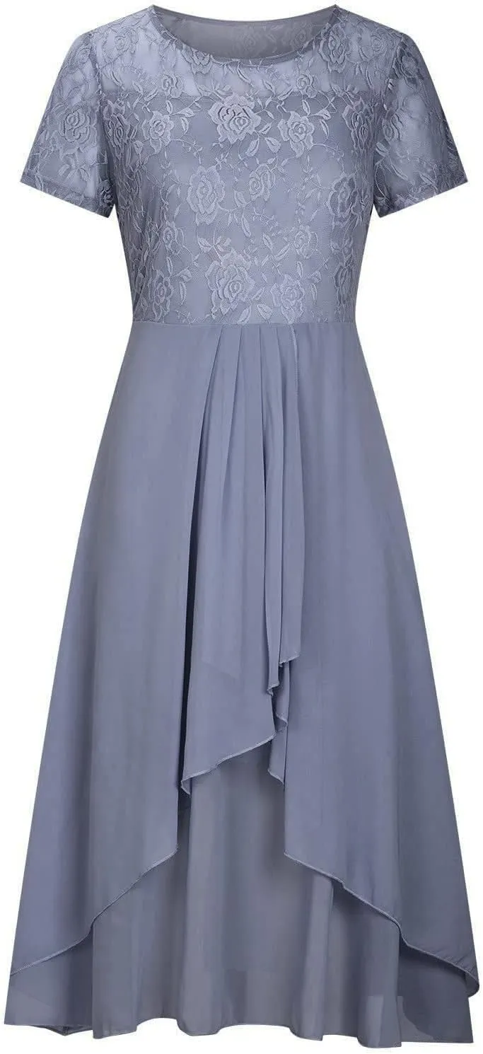 Rvidbe Casual Dresses for Women Summer Women Short Sleeve Dress Chiffon Bridesmaid Dresses Flowy Wedding Guest Dresses