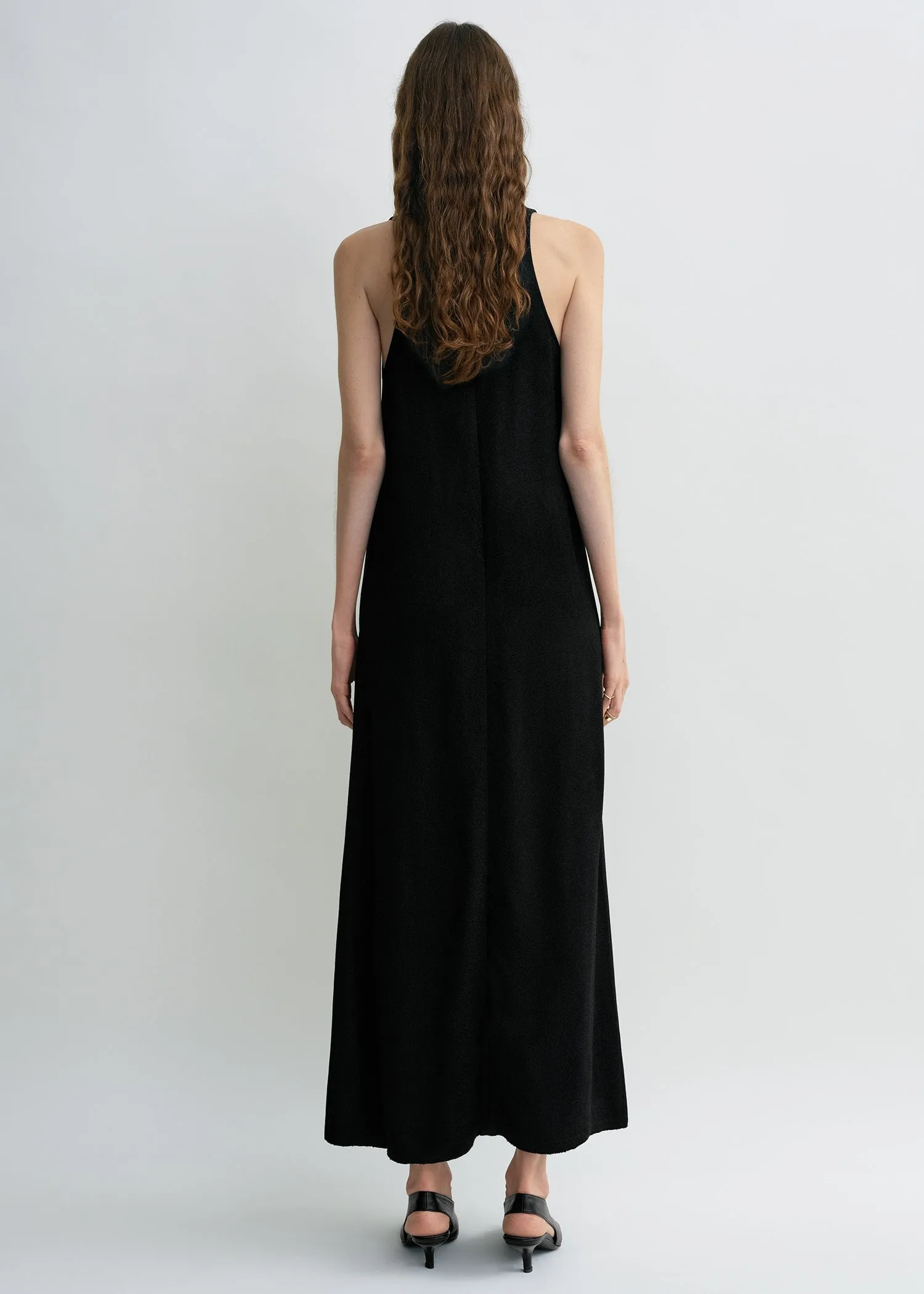 Scoop-neck sablé dress black