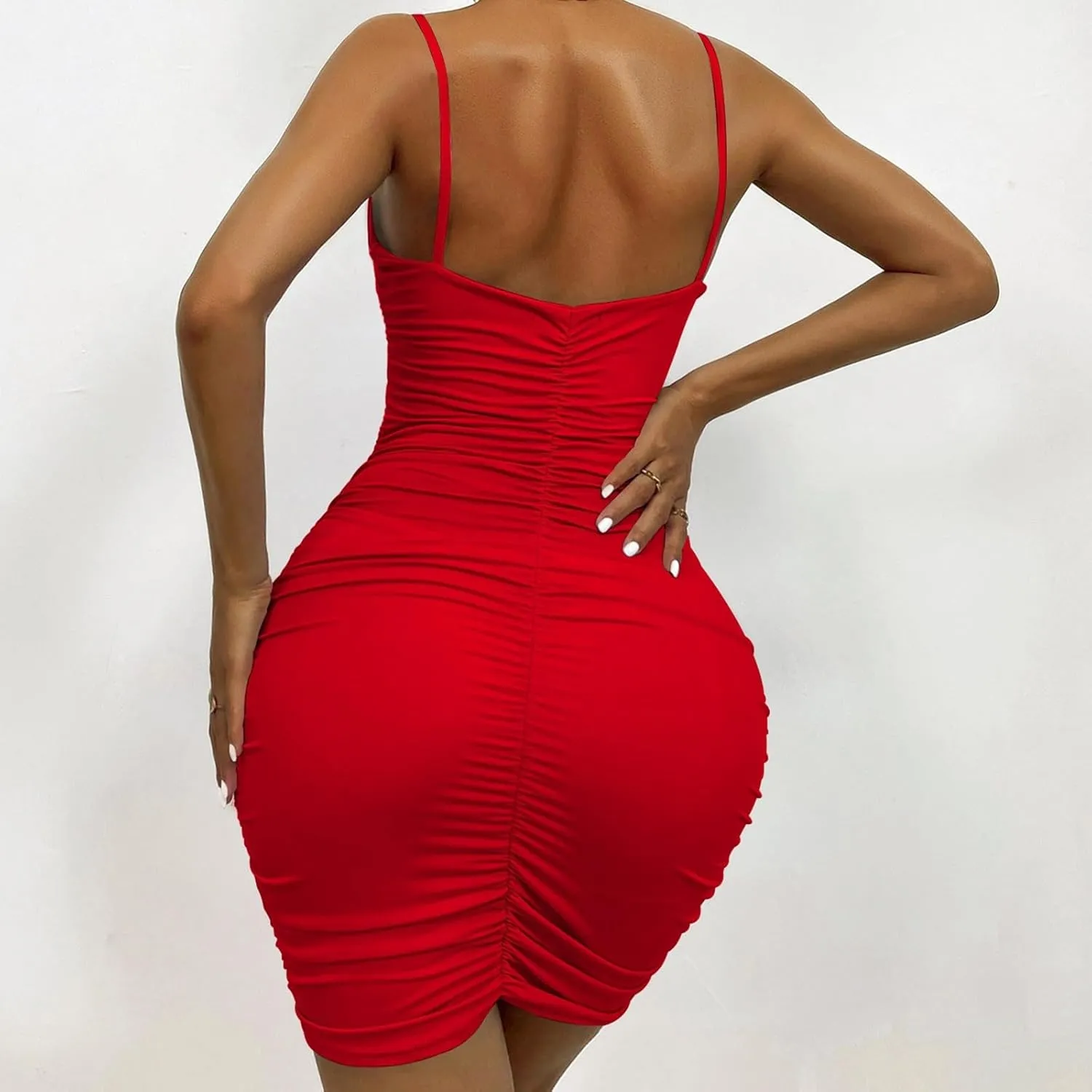 Semi Formal Dresses for Women Elegant Sexy Cross V Neck Spaghetti Straps Mini Cocktail Dress Club Evening Party Sundress