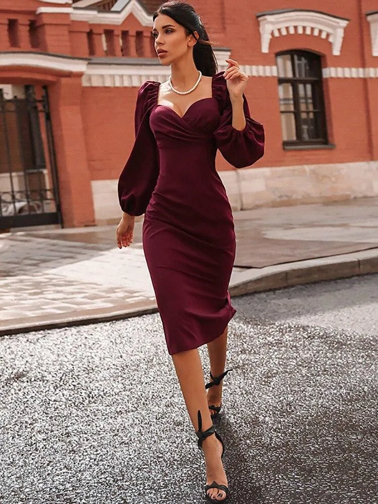 Sexy Backless Puff Sleeve Women Dress