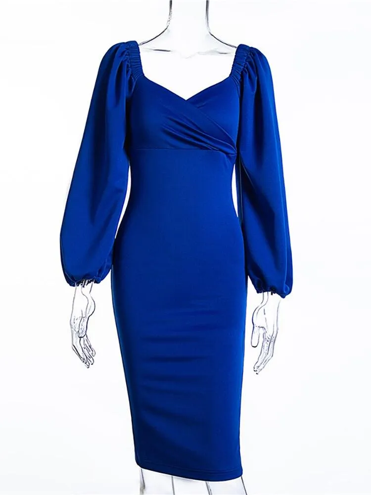 Sexy Backless Puff Sleeve Women Dress