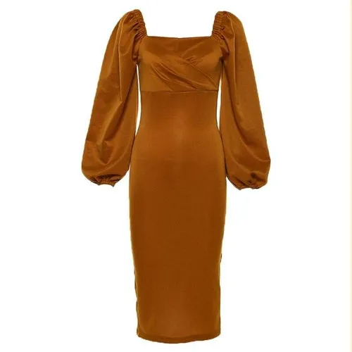 Sexy Backless Puff Sleeve Women Dress