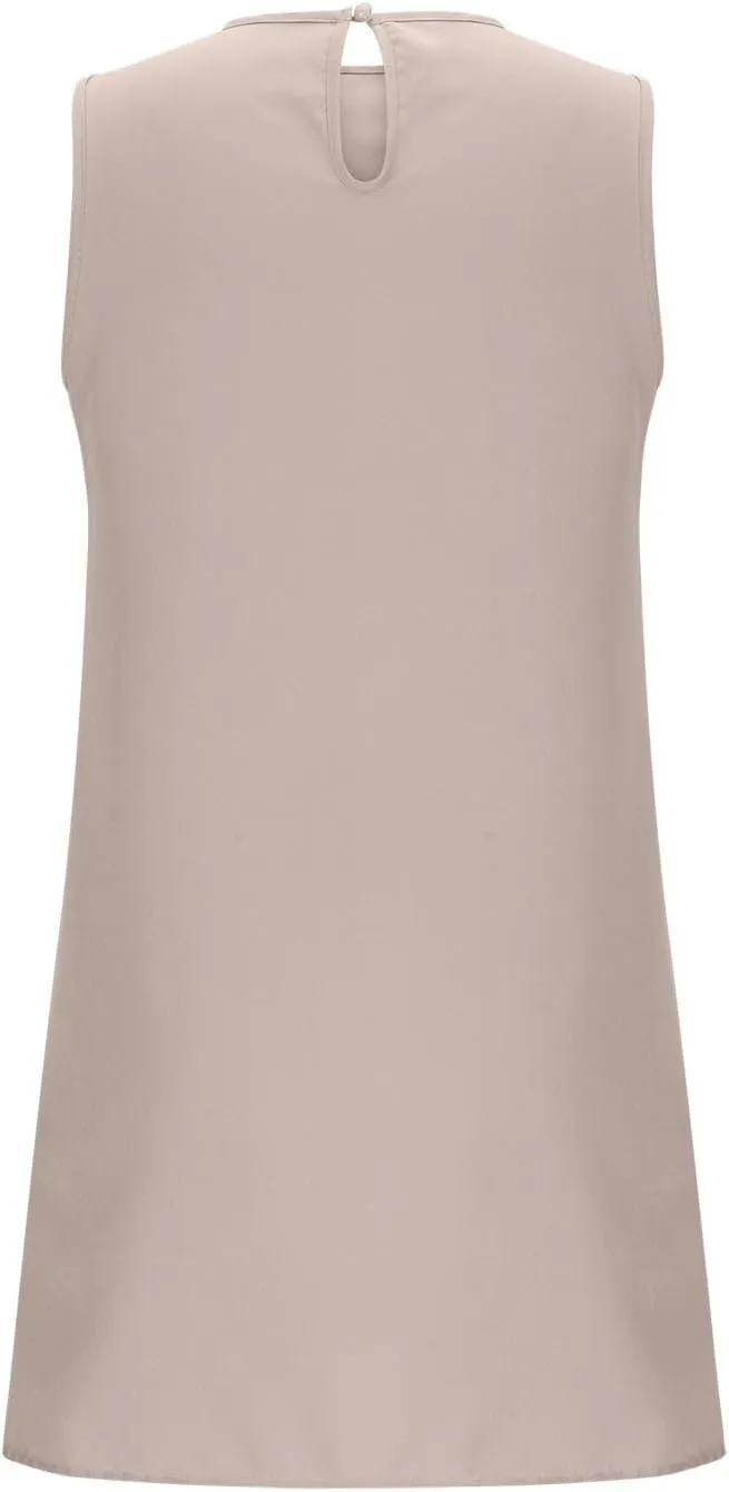 Short Summer Dresses for Women 2025 Round Neck Sleeveless Mini Dress Casual Beach Ruffle Hem A-Line Sundresses