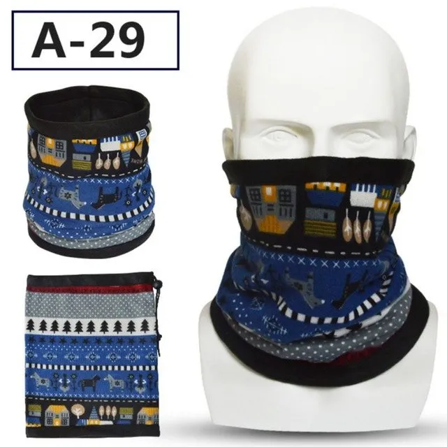 Sidiou Group Unisex Winter Double Layer Polar Fleece Neck Warmer Colorful Geometric Face Mask