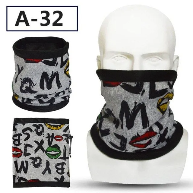 Sidiou Group Unisex Winter Double Layer Polar Fleece Neck Warmer Colorful Geometric Face Mask