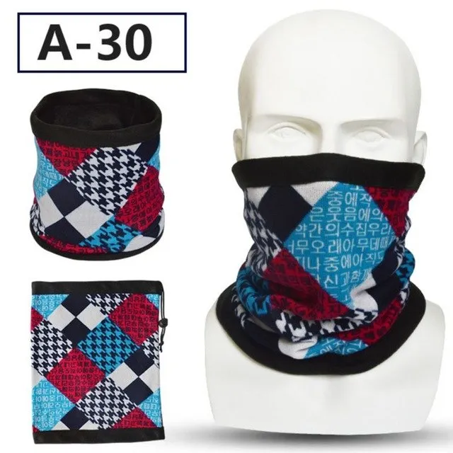 Sidiou Group Unisex Winter Double Layer Polar Fleece Neck Warmer Colorful Geometric Face Mask