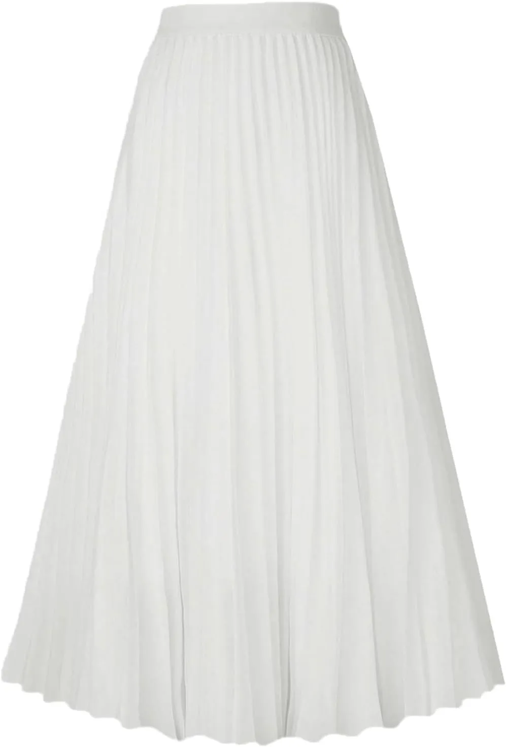 Skirts for Women Womens Solid Pleated Elegant Midi Elastic Waist Maxi Skirt
