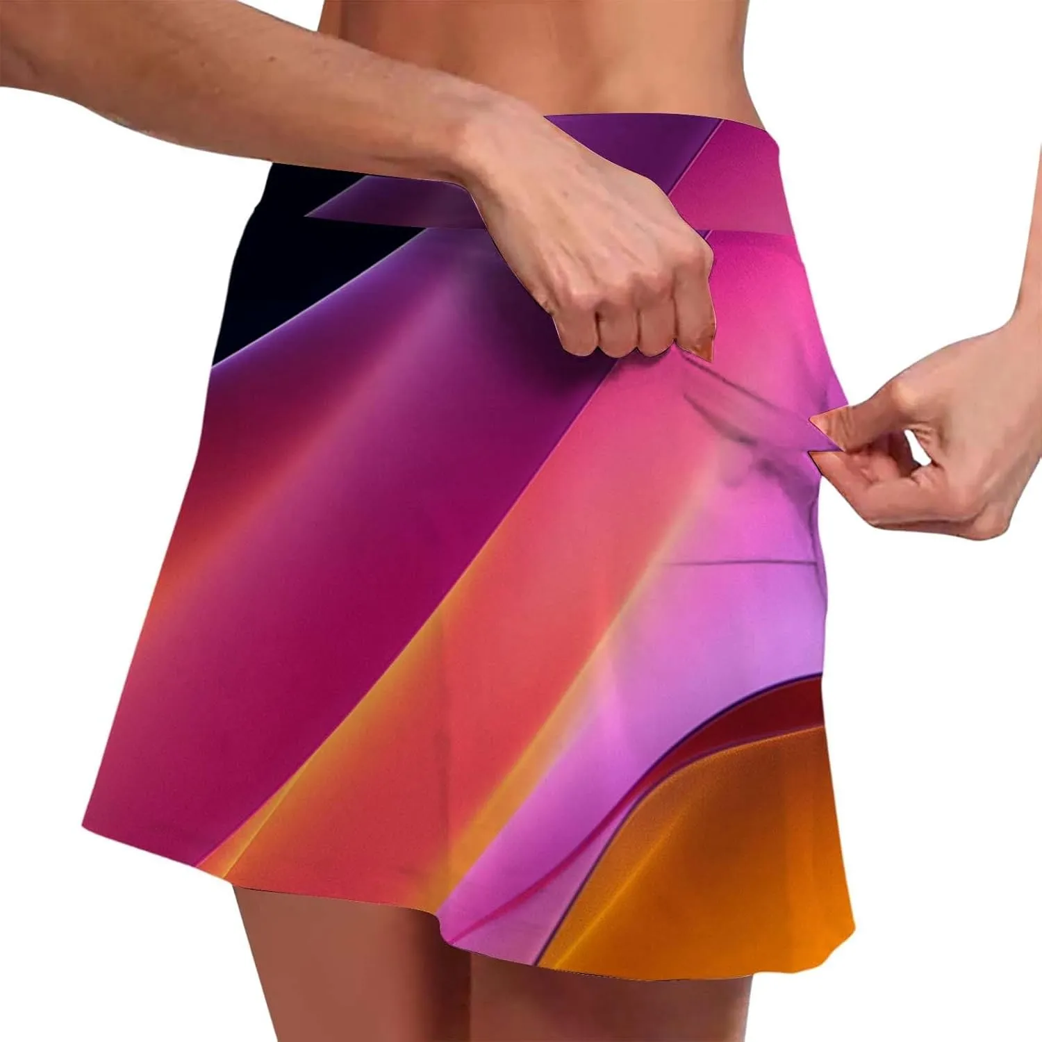 Skorts for Women Dressy Tie Dye High Waisted Tummy Control Tennis Skirt Built in Shorts Running Skirts with Pockets