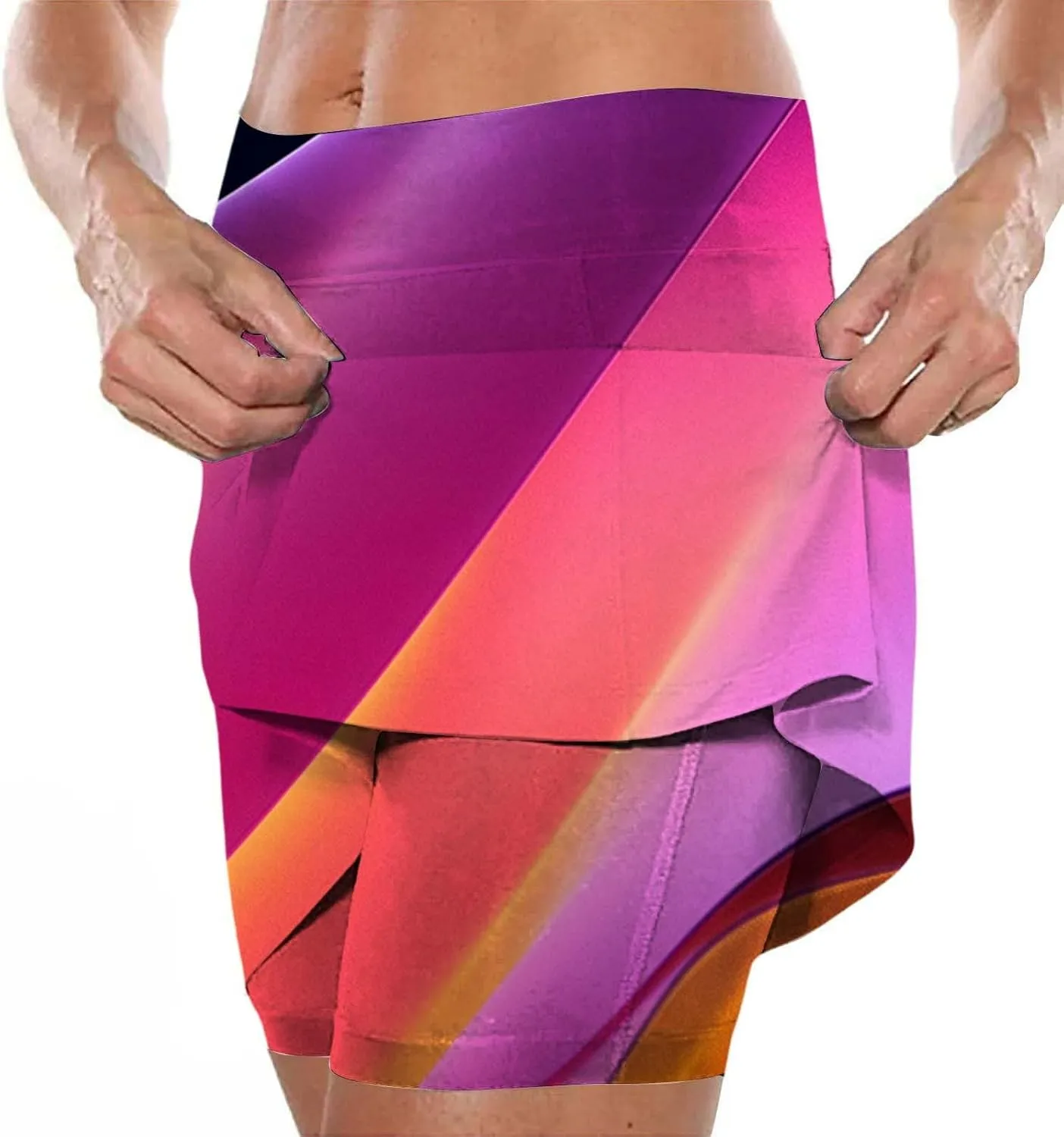 Skorts for Women Dressy Tie Dye High Waisted Tummy Control Tennis Skirt Built in Shorts Running Skirts with Pockets