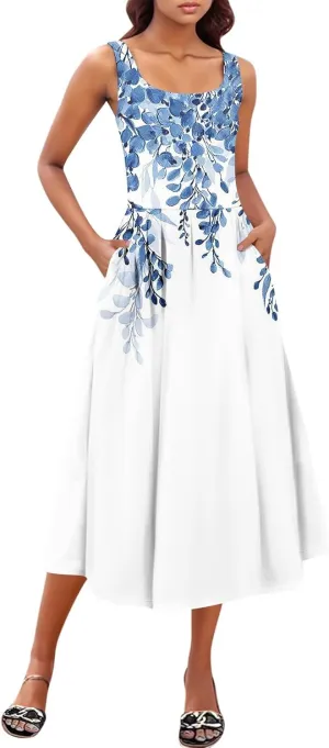 Sleeveless Summer Sundress Women Golf Plus Size Comfort Crewneck Dress Ladies
