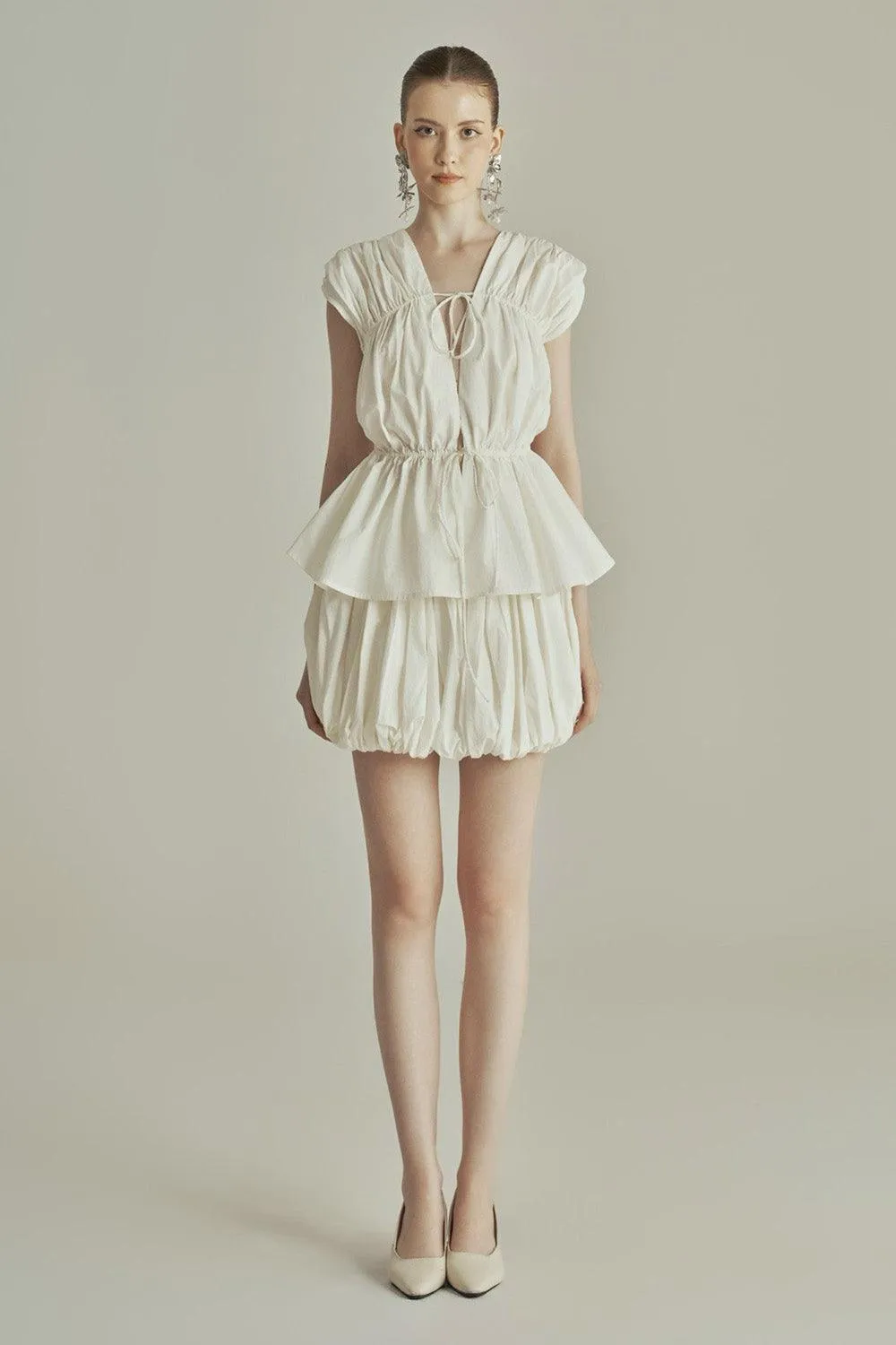 Snowdrop Peplum Gathered Organic Cotton Top