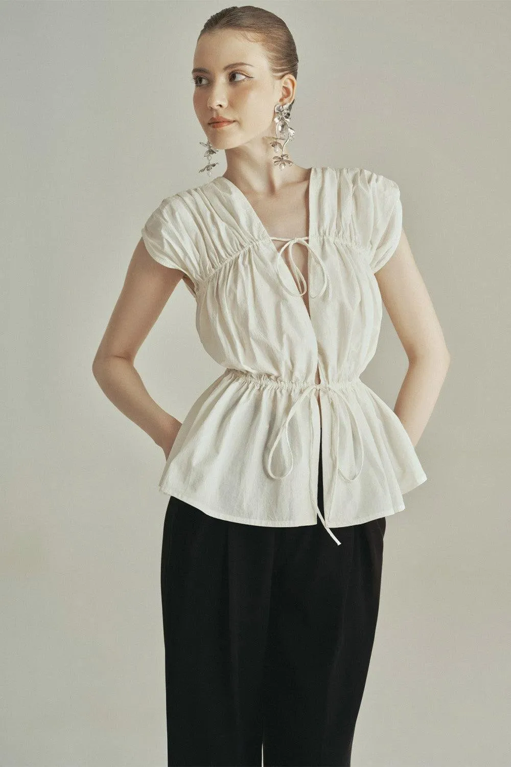 Snowdrop Peplum Gathered Organic Cotton Top