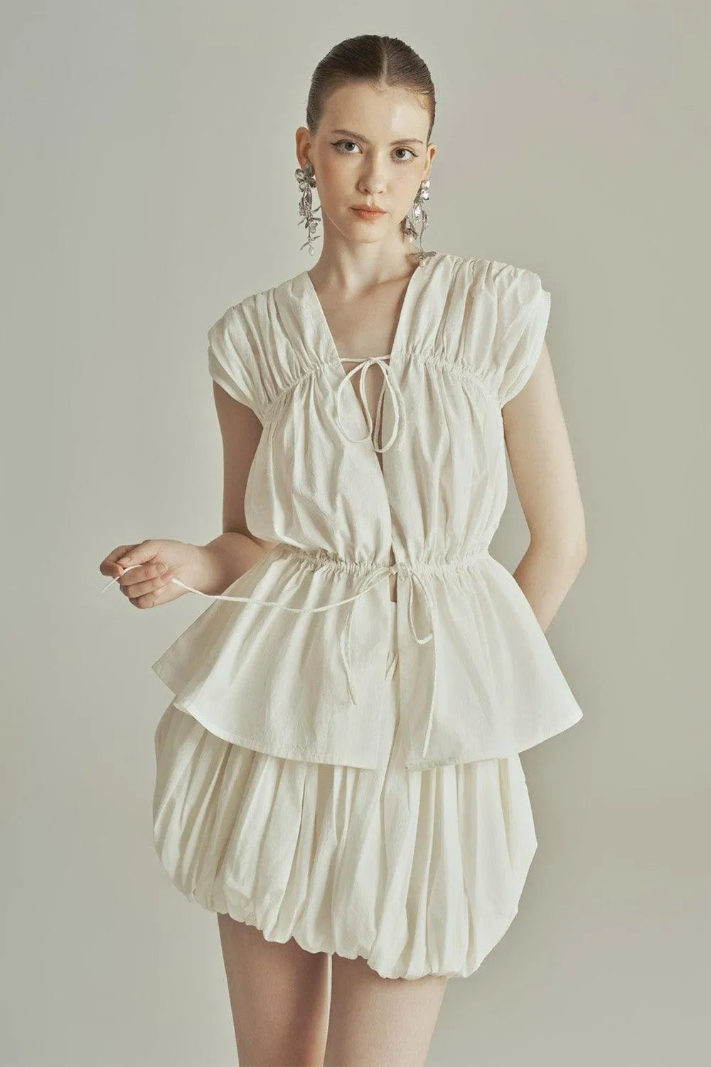 Snowdrop Peplum Gathered Organic Cotton Top