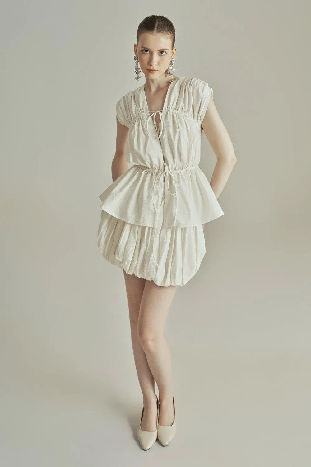 Snowdrop Peplum Gathered Organic Cotton Top
