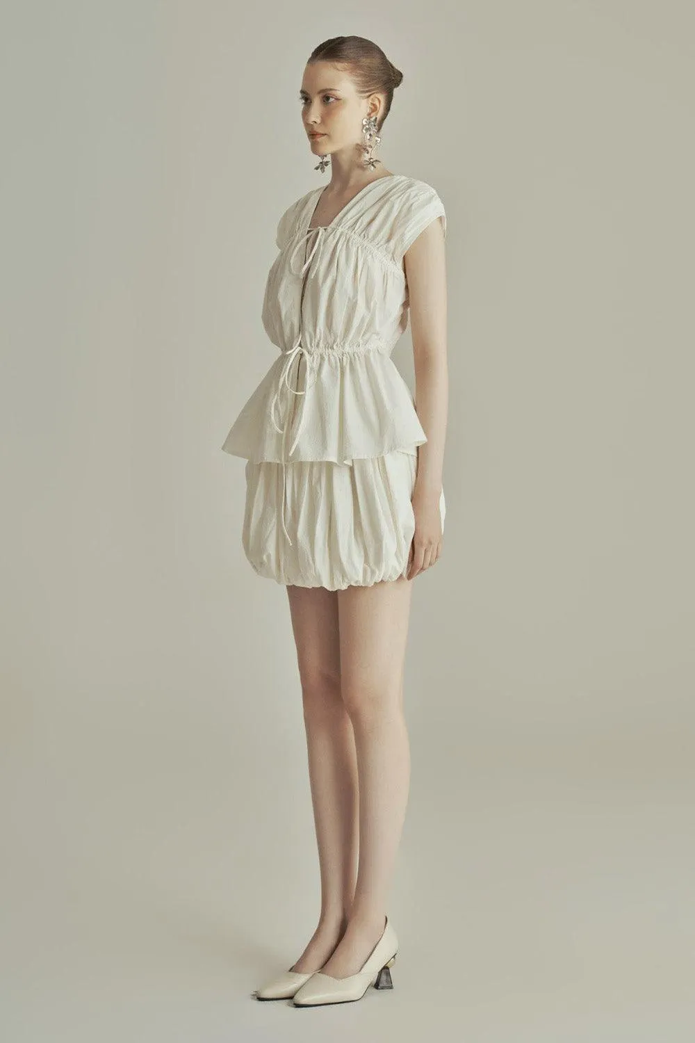 Snowdrop Peplum Gathered Organic Cotton Top