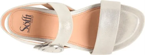 Sofft Women's Leather Wedge Sandal - Silver/Stone