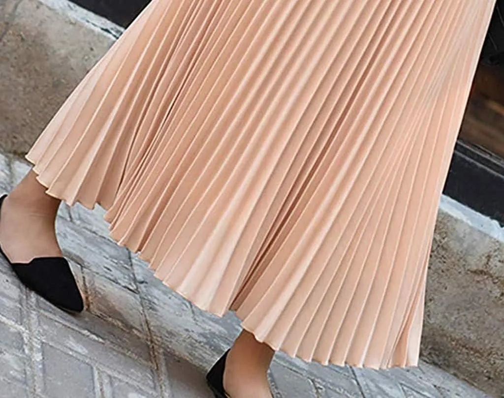 Solid Holiday Skirts for Women A Line High Waisted Dress Color Pleated Rise Summer 2023 Renaissance Skirt Modest Robe