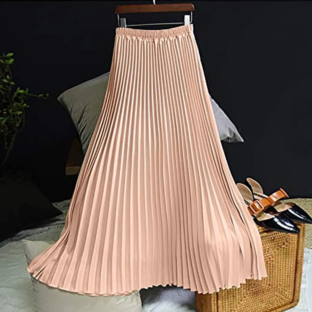 Solid Holiday Skirts for Women A Line High Waisted Dress Color Pleated Rise Summer 2023 Renaissance Skirt Modest Robe