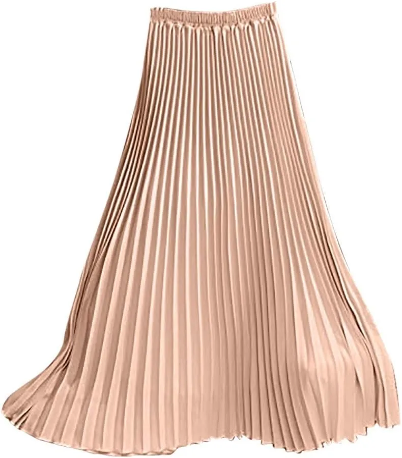 Solid Holiday Skirts for Women A Line High Waisted Dress Color Pleated Rise Summer 2023 Renaissance Skirt Modest Robe