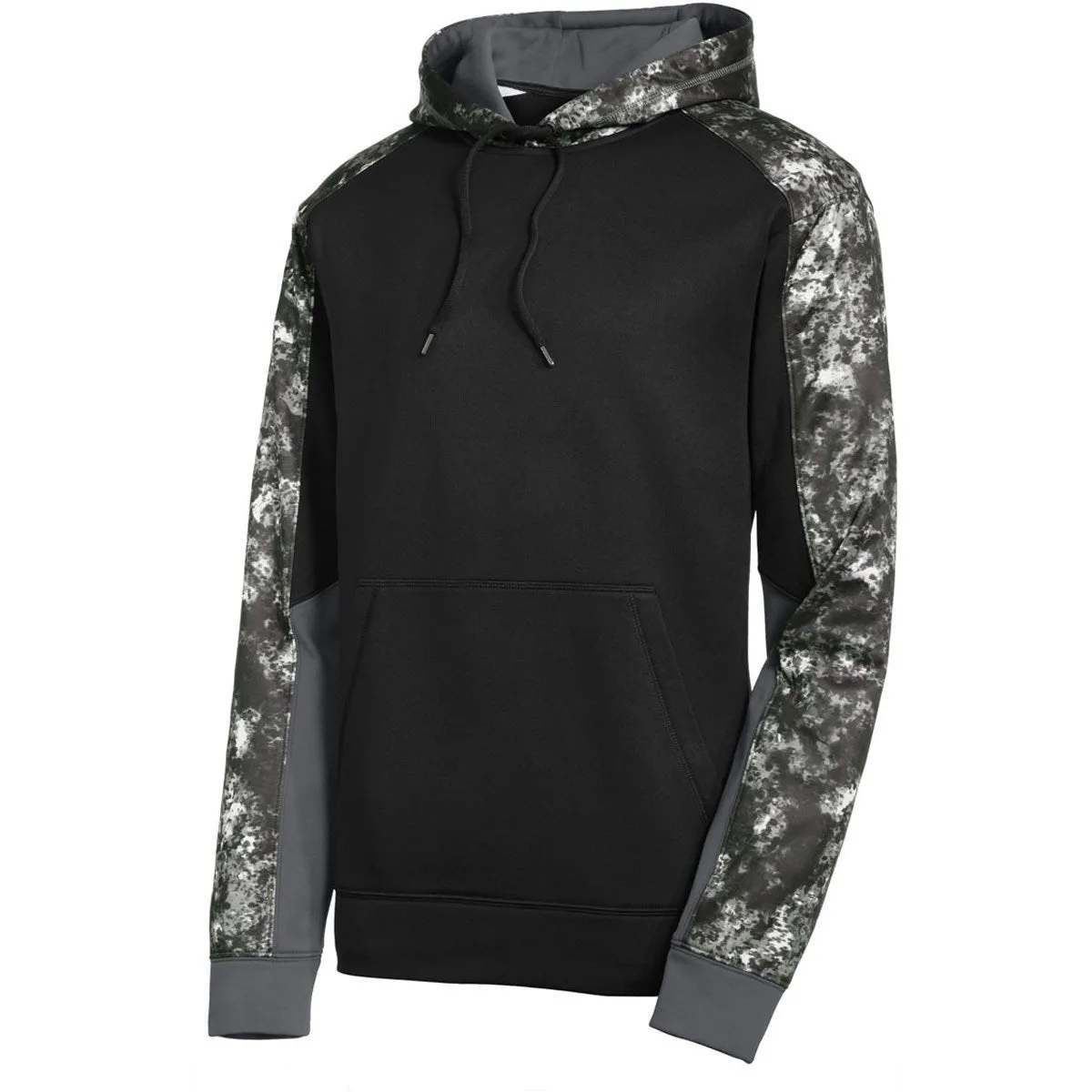 Sport-Tek Men's Black/Black Sport-Wick Mineral Freeze Fleece Colorblock Hooded Pullover