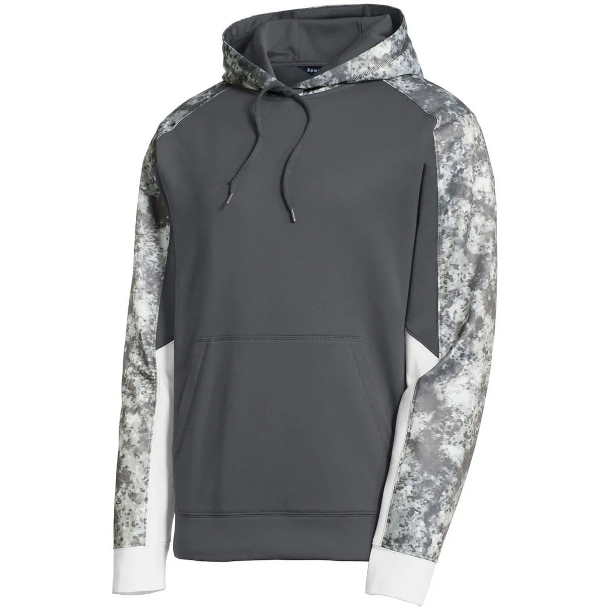 Sport-Tek Men's Dark Smoke Grey/Dark Smoke Grey Sport-Wick Mineral Freeze Fleece Colorblock Hooded Pullover