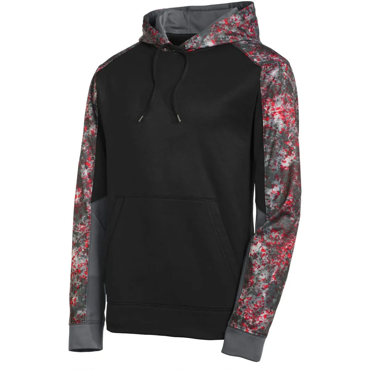 Sport-Tek Men's Deep Red/Black Sport-Wick Mineral Freeze Fleece Colorblock Hooded Pullover