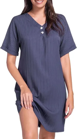 Spring Dresses for Women, Womens Cotton Shirt Dress Summer Casual Short Sleeve Button Down Beach Cover Up Shirts with Pockets