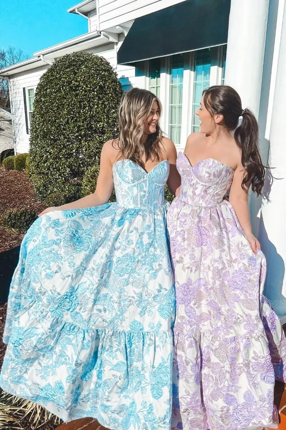 Strapless Corset Prom Dresses 2025 Jacquard Satin Ball Gowns with Pockets Long Formal Evening Dresses XOD0429