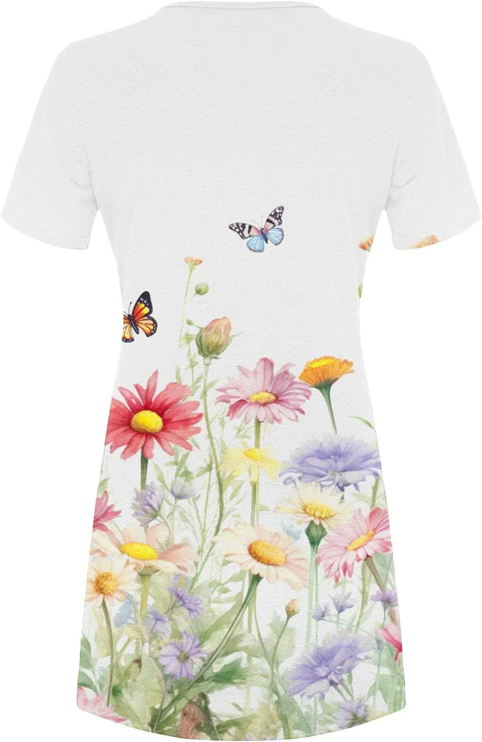 Summer Beach Short Dress for Women 2025 Casual Fashion Round Neck Swing Dress Floral Print Short Sleeve Mini Sundress