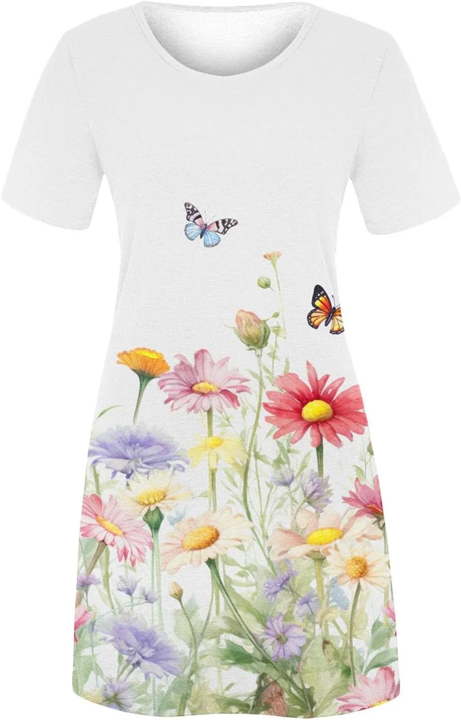 Summer Beach Short Dress for Women 2025 Casual Fashion Round Neck Swing Dress Floral Print Short Sleeve Mini Sundress