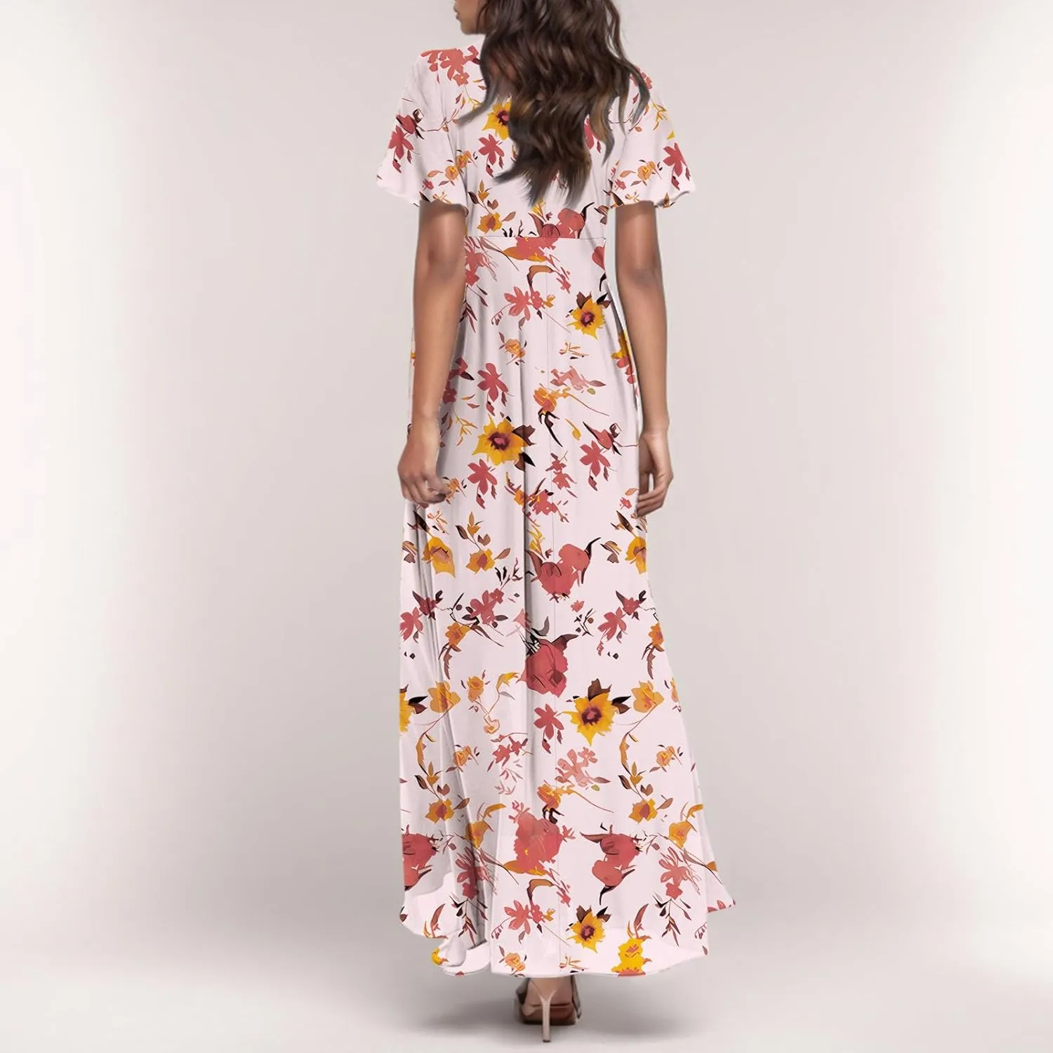 Summer Dress for Women 2025 Elegant Classy Swing Flowy V Neck Boho Sun Dresses Trendy Casual Vacation Long Sundresses