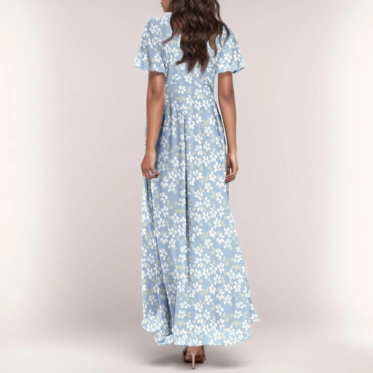Summer Dress for Women 2025 Elegant Classy Swing Flowy V Neck Boho Sun Dresses Trendy Casual Vacation Long Sundresses