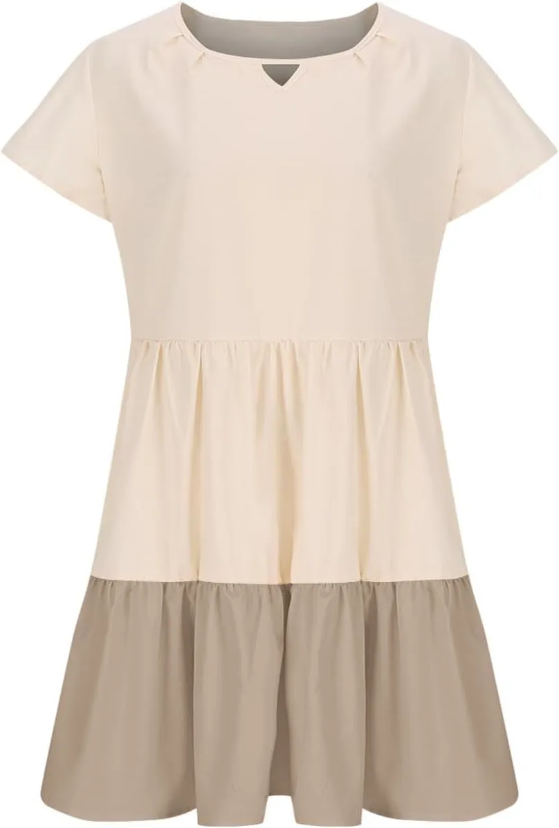 Summer Dresses for Women 2024 Trendy Ruffle Edge Sleeve Sundress Casual Flwy Empire Waist Crewneck Daily Dress