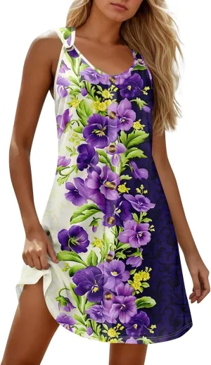 Summer Dresses for Women 2025 Casual Beach Sundresses Swimsuit Coverups Vacation Sleeveless Button Down Sun Dress