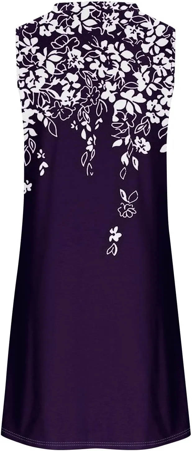 Summer Dresses for Women 2025 Casual Sleeveless Beach Sundresses Formal Floral Print A-Line Sundress