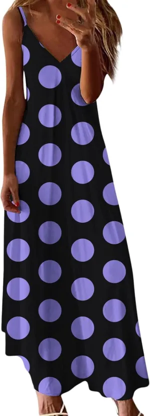 Summer Dresses for Women 2025 Casual Strappy V Neck Sleeveless Flowy Loose Long Maxi Beach Boho Dress Sundress Trendy Clothes