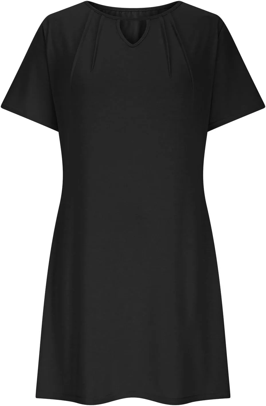 Summer Dresses for Women 2025 Summer Casual Round Neck Keyhole Short Sleeve Mini Dress Beach A Line T-Shirt Dress