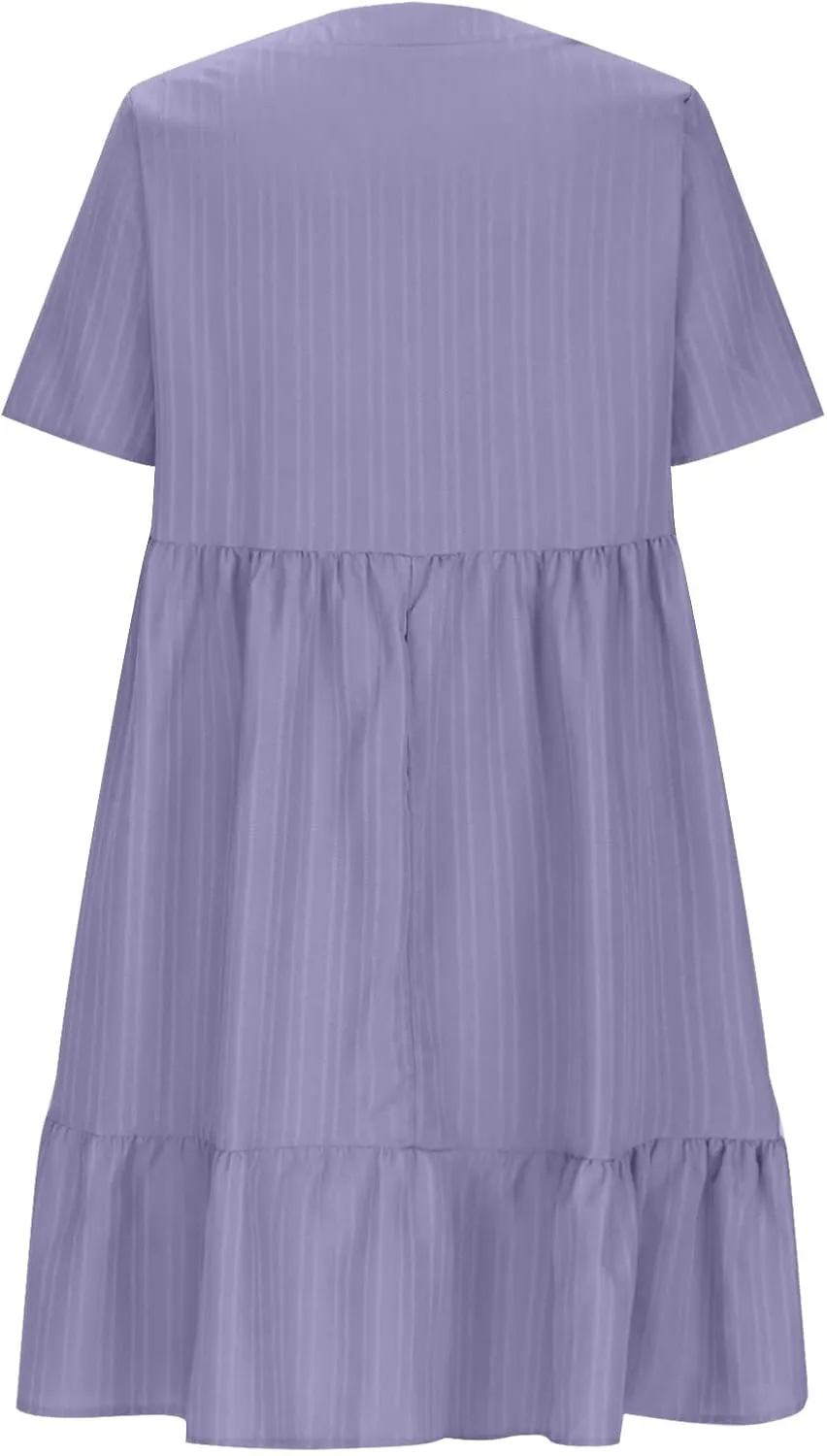 Summer Dresses for Women 2025 Trendy Loose Short Sleeve Solid Color Sundress Casual Pleated Vacation Beach Dress