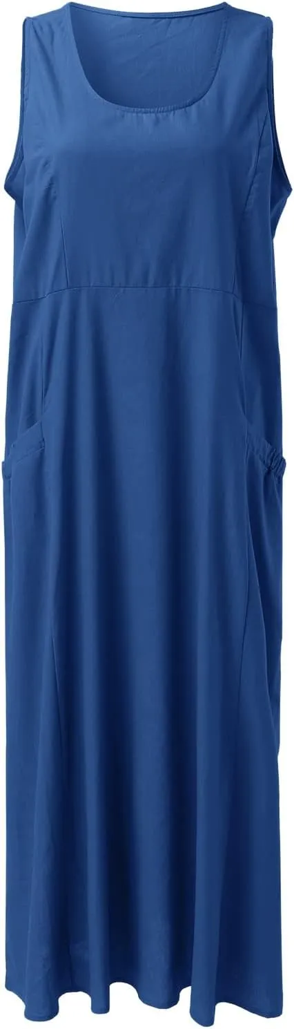 Summer Dresses for Women 2025 Women's Summer Casual Sleeveless Long Maxi Beach Dress Vestido De Lino Loose Cotton