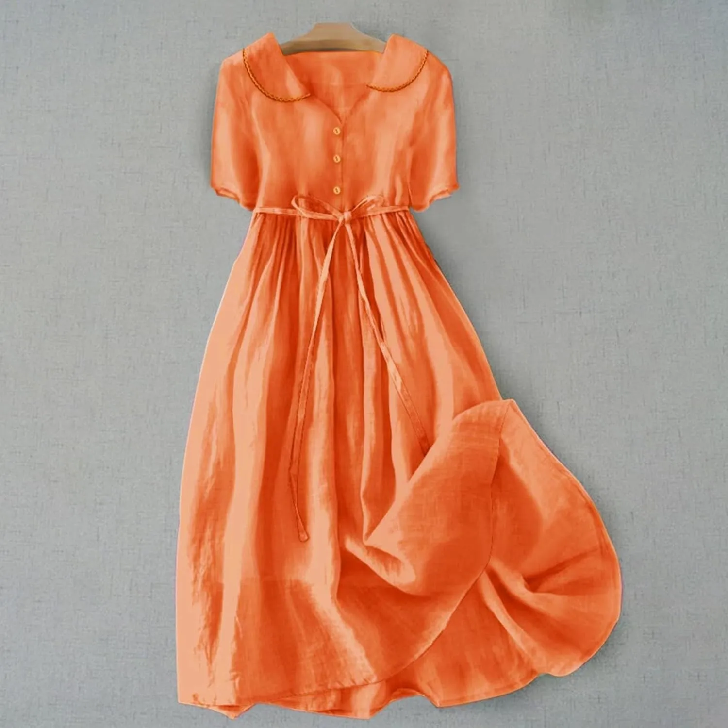 Summer Dresses for Women 3/4 Sleeve Long Boho Spring Dresses 2025 Plus Size Cotton Linen Maxi Dress Casual Resort Wear