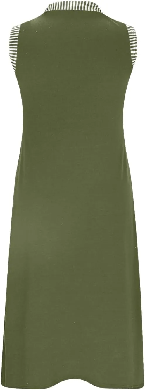 Summer Dresses for Women Casual Crewneck Sleeveless Tank Dress Beach Loose Fit Coverup Mini Sundress Vacation