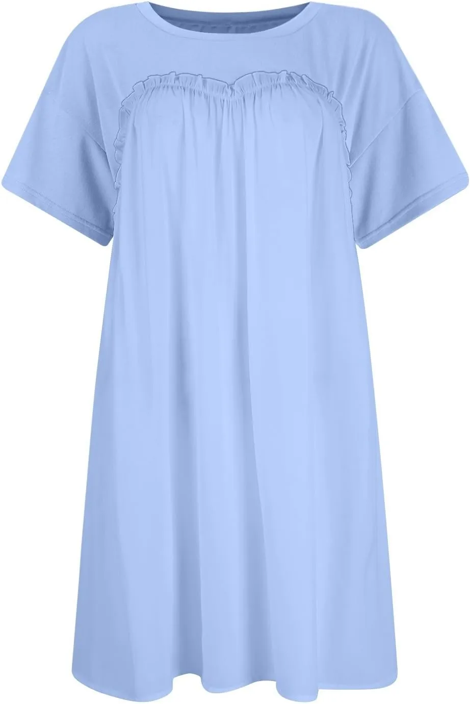 Summer Dresses for Women Short Sleeve Patchwork Crewneck Mini Dress Casual Colorblock Pleated Dresses with Pockets