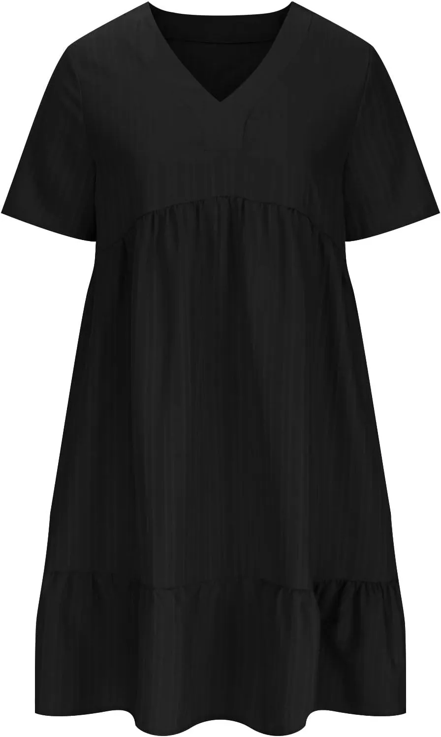 Summer Dresses for Womens V Neck Flutter Sleeve Flowy Short Dress Casual Midi Dress A Line Ruffle Tiered Swing Dresses