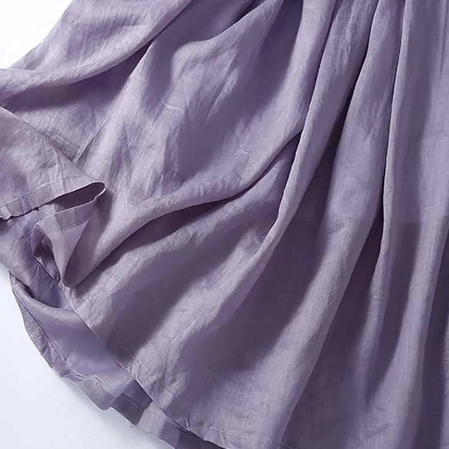 Summer Skirts for Women 2024 Drawstring Elastic Waist Solid Maxi Skirt Dress Causal Ruffle Cotton Linen a-Line Skirt