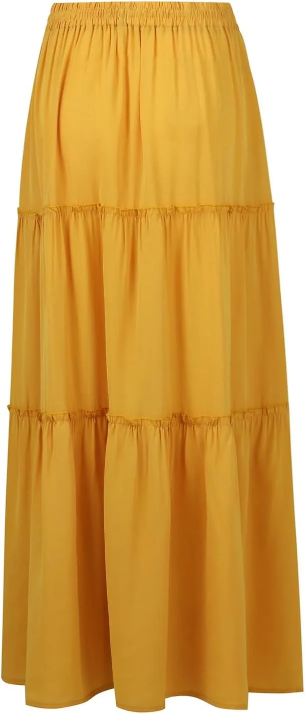Summer Skirts for Women 2025 Vacation Pleated Long Skirt Maxi Length Tiered Swing Flowy Boho Beach Outfits w/Pockets