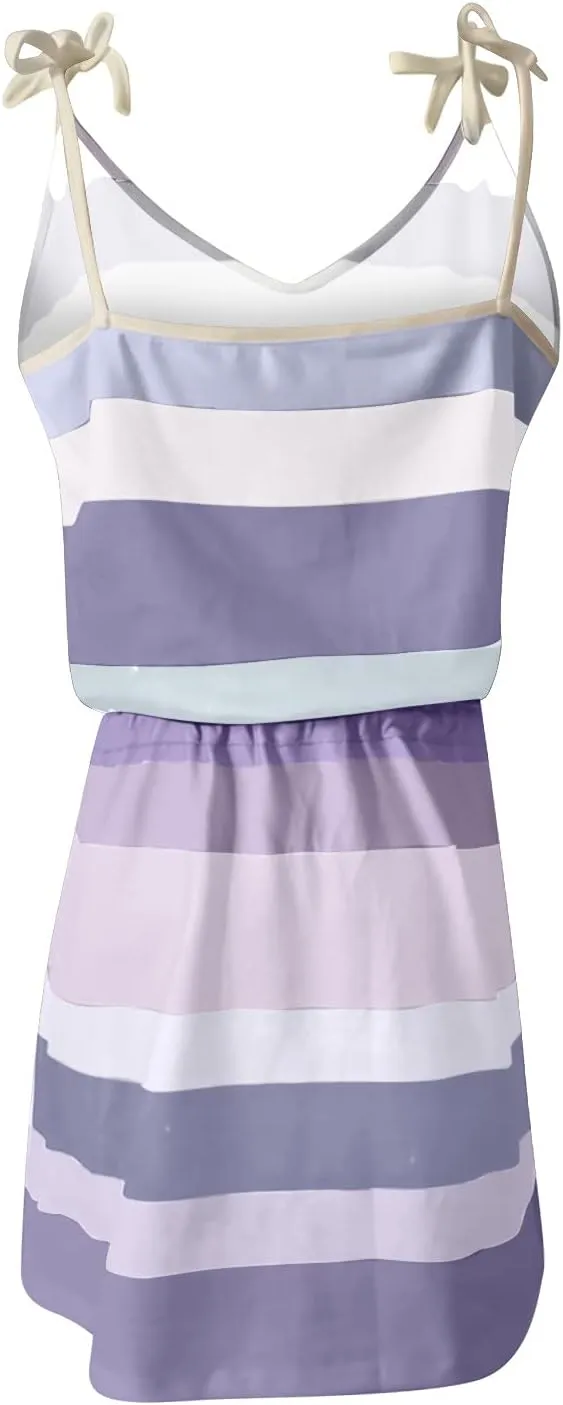Sundresses for Women 2025 Summer Casual Dresses Striped Beach Party Dress Mini Tshirt Dress with Pocket Boho Dresses