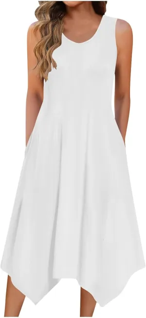 Sundresses for Women Sleeveless Vintage Boho Floral Print Beach Dresses Loose Casual Trendy Summer Tank Dress