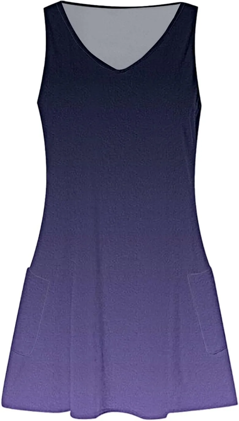 Sundresses for Women Summer Dresses 2025 Eyelet Casual Loose Sleeveless Tank Dress with Pockets A-line Midi Dresses