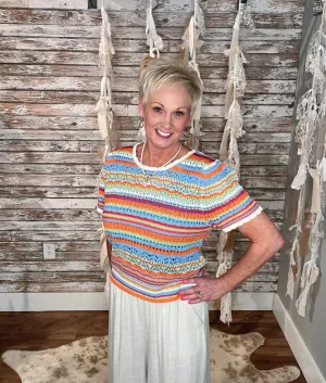 Sunset Stripes Crochet Tee