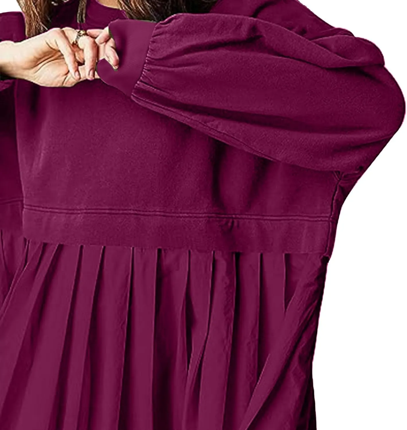 Sweatshirts Dress for Women Fall Long Sleeve Dresses Trendy Pleated Party Dress Casual Mini Dresses 2024